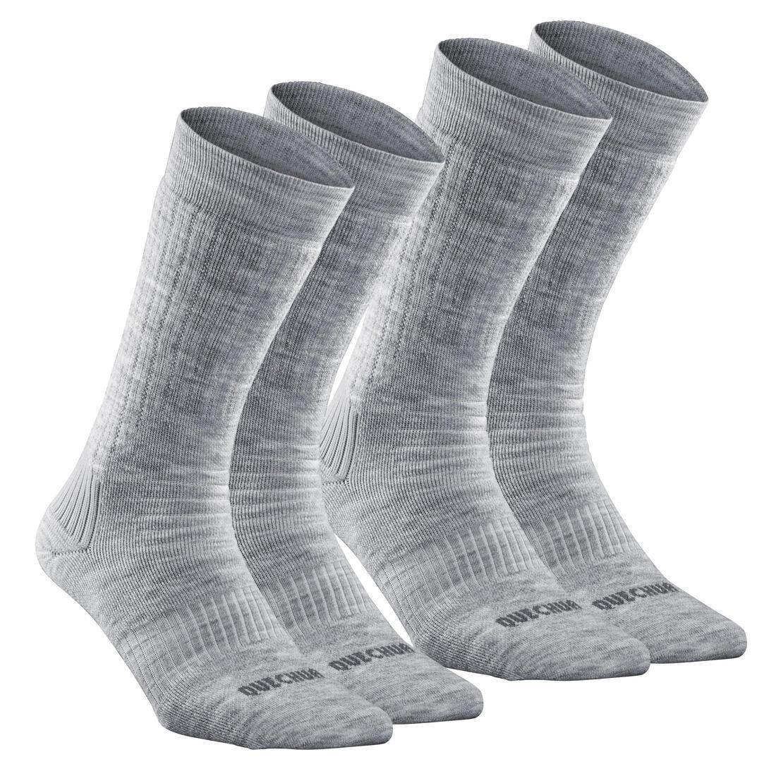 QUECHUA - Warm Hiking Socks - Sh100 Mid - Set Of 2, Grey