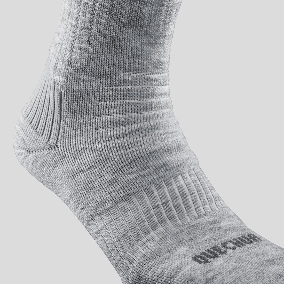 QUECHUA - Warm Hiking Socks - Sh100 Mid - Set Of 2, Grey