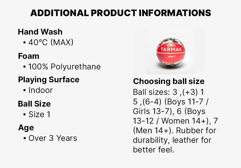 Kids Unisex Mini Foam Basketball - Size 1 (Up To 4 Years) - K100, Multicolour, No Color, medium