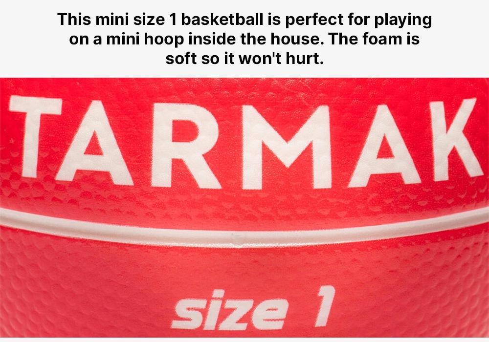 Kids Unisex Mini Foam Basketball - Size 1 (Up To 4 Years) - K100, Multicolour, No Color, medium