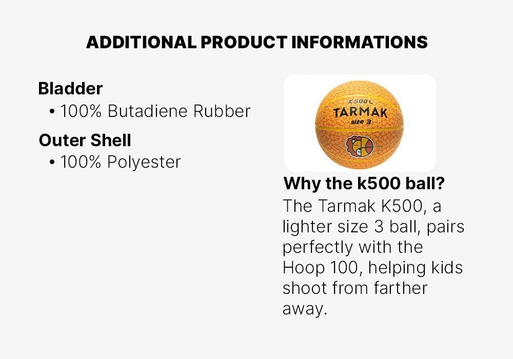 Unisex Kids Basketball - K500 Size 3, Yellow, No Color, large image number 15