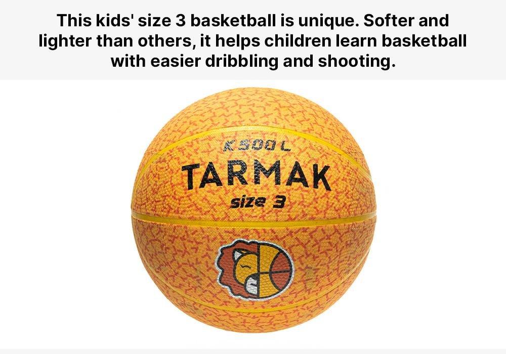 Unisex Kids Basketball - K500 Size 3, Yellow, No Color, large image number 18