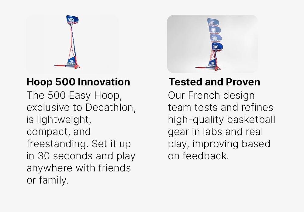 Basketball Hoop With Adjustable Stand - (From 1 M To 1.80 M) Hoop 500 Easy, Blue, No Color, medium