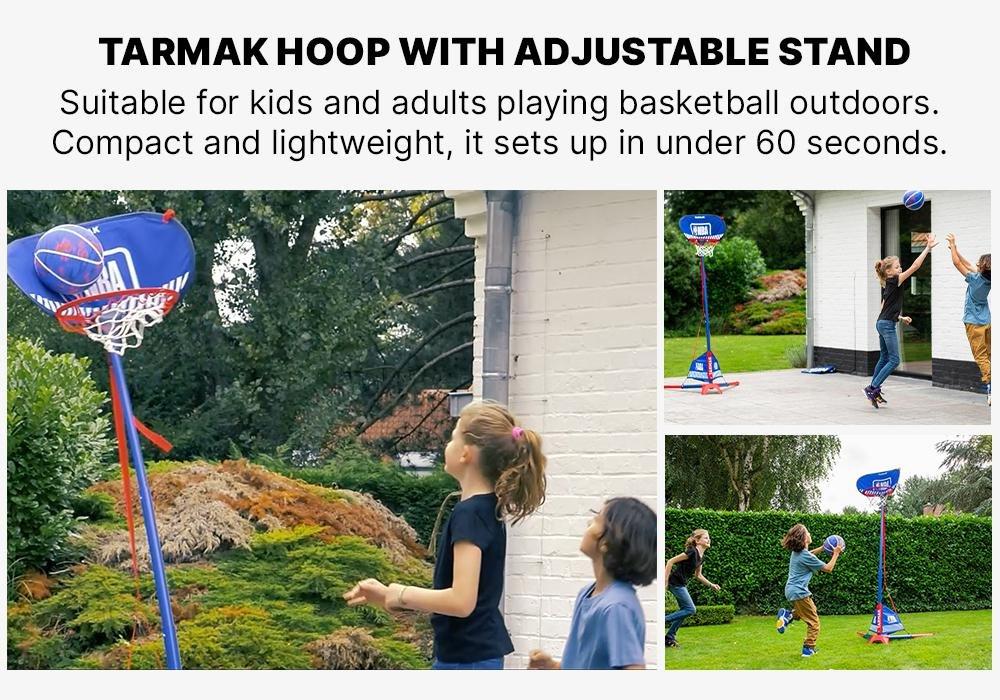 TARMAK - Basketball Hoop With Adjustable Stand - (From 1 M To 1.80 M) Hoop 500 Easy, Blue