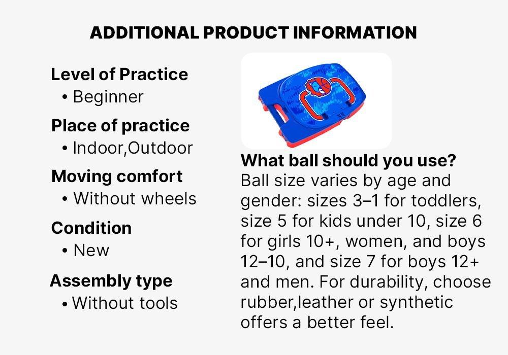 Kids Unisex Basketball Hoop - K100 (Up To Age 5), Blue, No Color, large image number 16