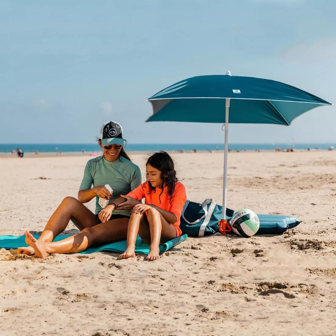 TEAL BLUE SQUARE BEACH PARASOL 1 PERSON UPF 50+ - PARUV 125 BLUE, No Color, large image number 9