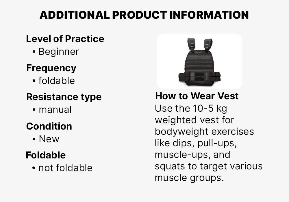 Weight Training And Cross Training Weight Vest - Adjustable 6-10Kg, Black, No Color, large image number 12