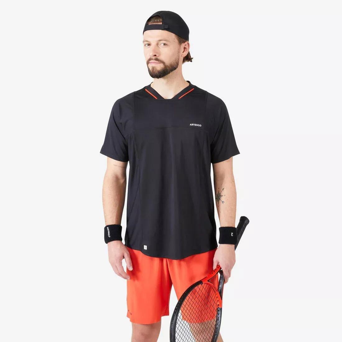 Men Tennis Short-Sleeved T-Shirt - Dry Vn, Black, , large image number 0