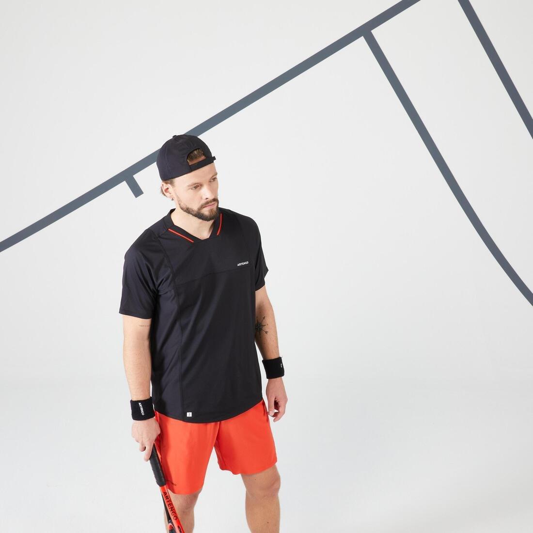 Men Tennis Short-Sleeved T-Shirt - Dry Vn, Black, , large image number 3