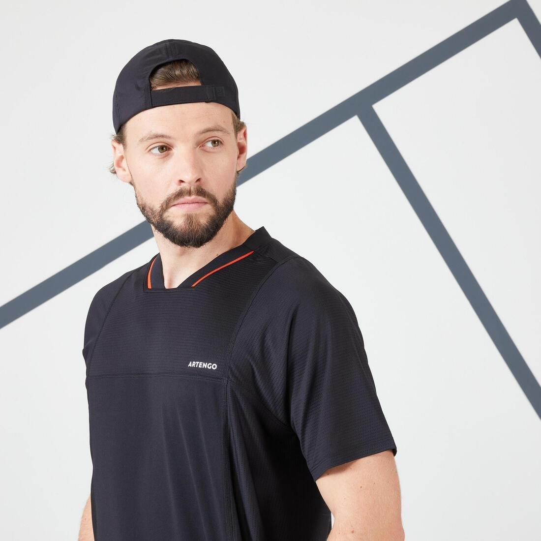 Men Tennis Short-Sleeved T-Shirt - Dry Vn, Black, , large image number 4