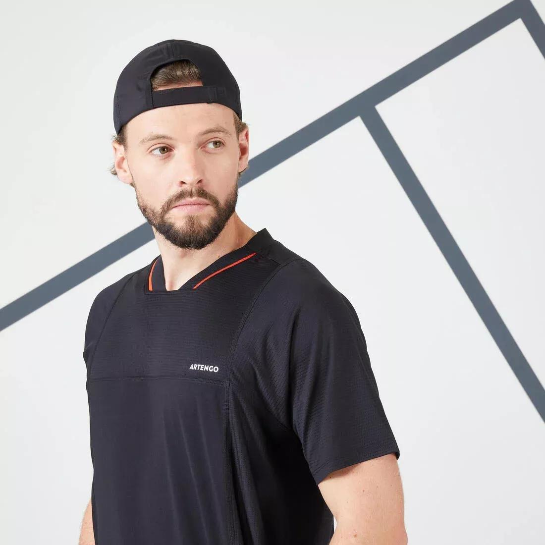 Men Tennis Short-Sleeved T-Shirt - Dry Vn, Black, , large image number 12