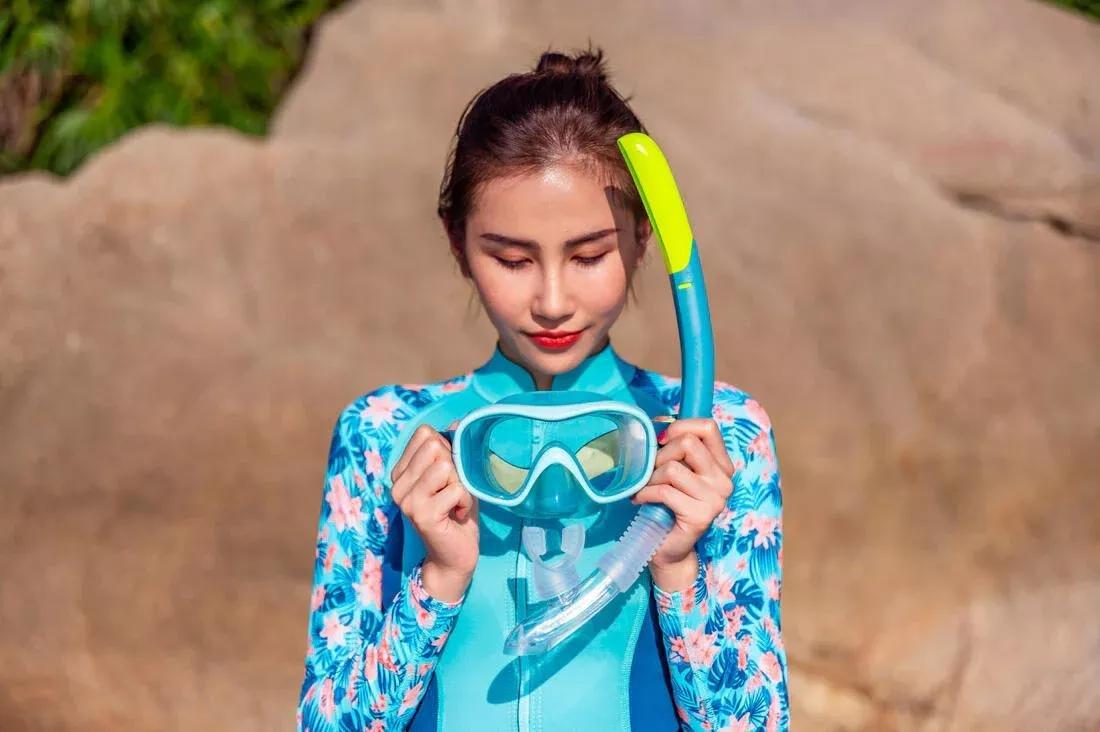 Diving Snorkel With Valve - 100, Grey, No Color, large image number 5