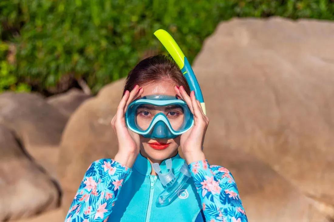 Diving Snorkel With Valve - 100, Grey, No Color, large image number 6