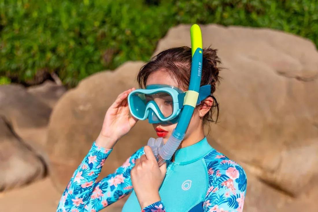 Diving Snorkel With Valve - 100, Grey, No Color, large image number 7