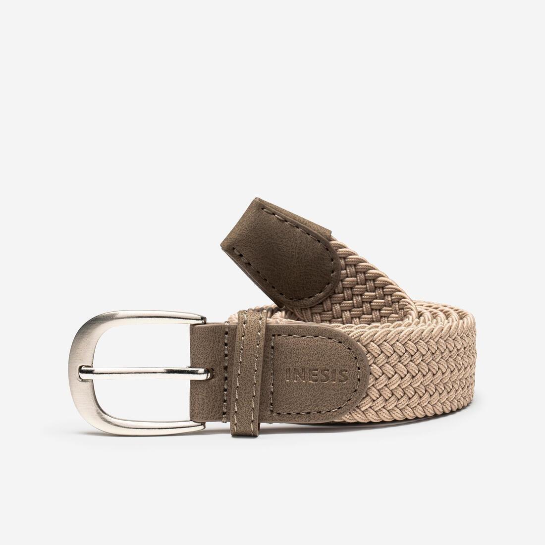 Golf Elastic And Stretchy Braided Belt, Beige, No Color, medium