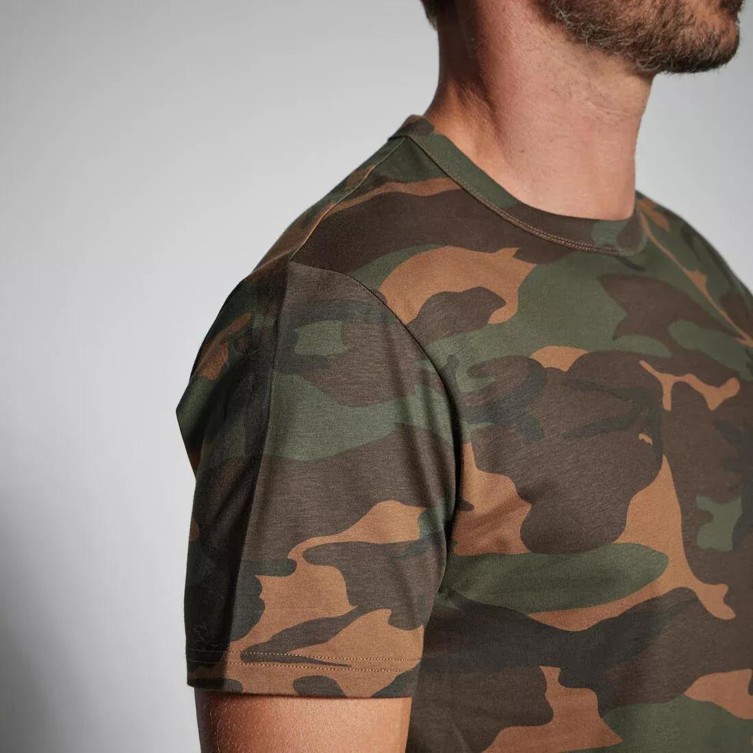 T-SHIRT 100 CAMO WOODLAND, KHAKI, , large image number 4