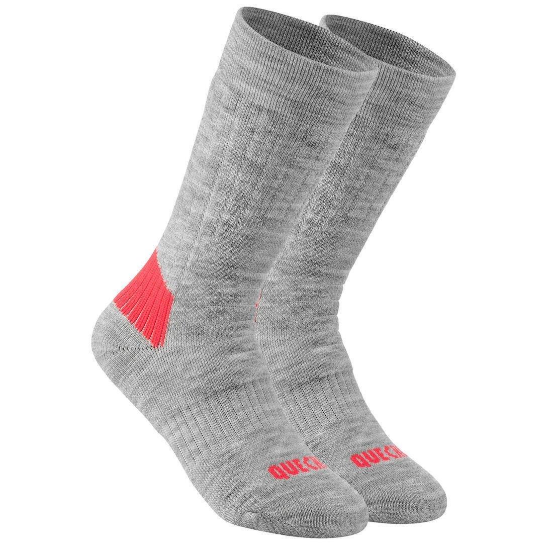 Kids Warm Hiking Socks - Sh100 Warm Mid - X2 Pairs, Grey, No Color, large image number 2