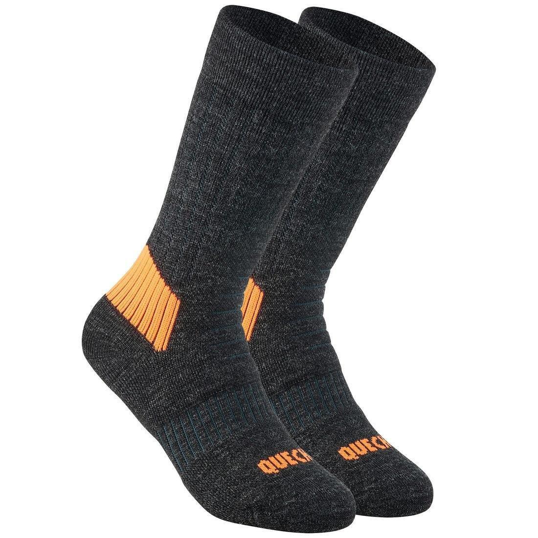 Kids Warm Hiking Socks - Sh100 Warm Mid - X2 Pairs, Grey, No Color, large image number 5
