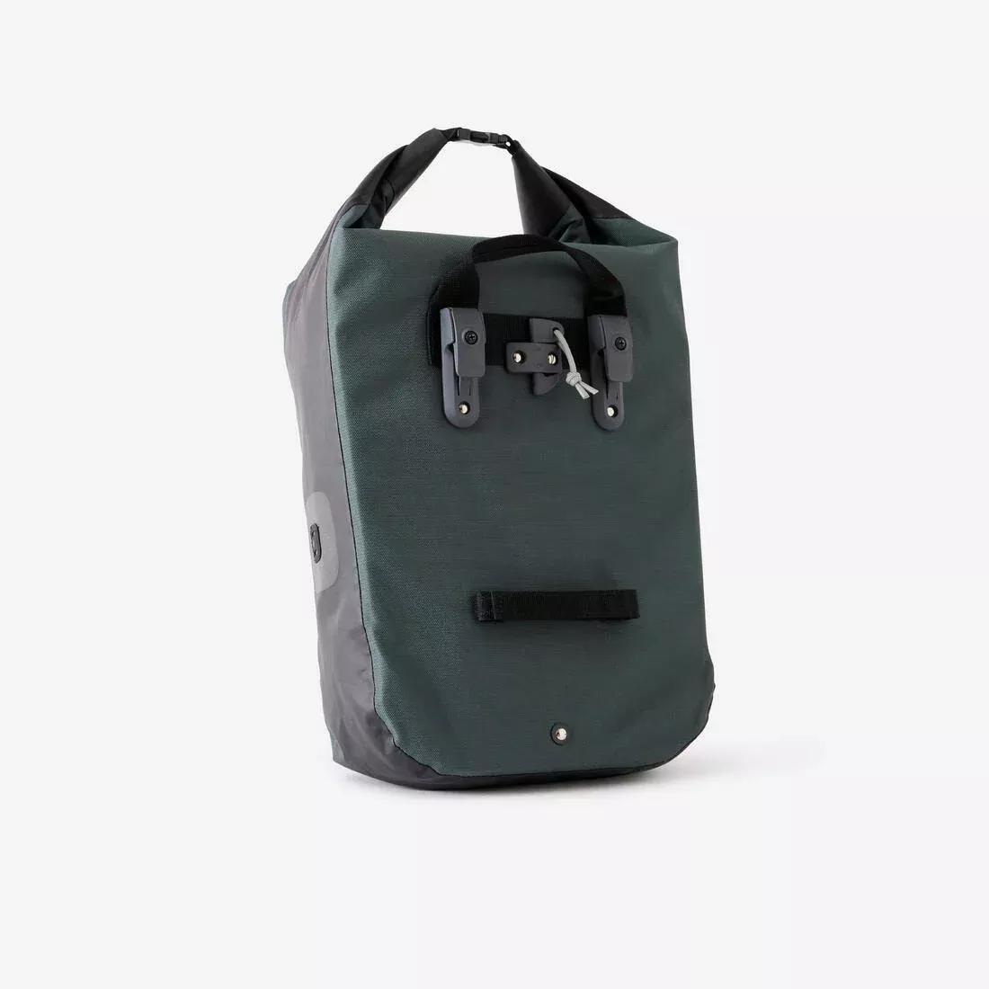 20 L Waterproof Pannier Rack Bike Bag 500, Green, No Color, medium