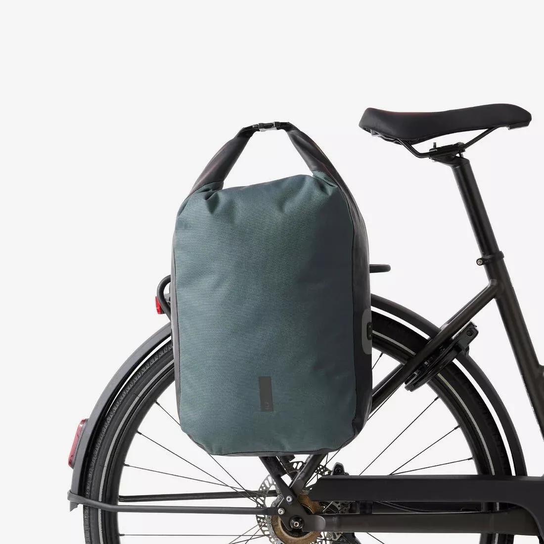 20 L Waterproof Pannier Rack Bike Bag 500, Green, No Color, large image number 5