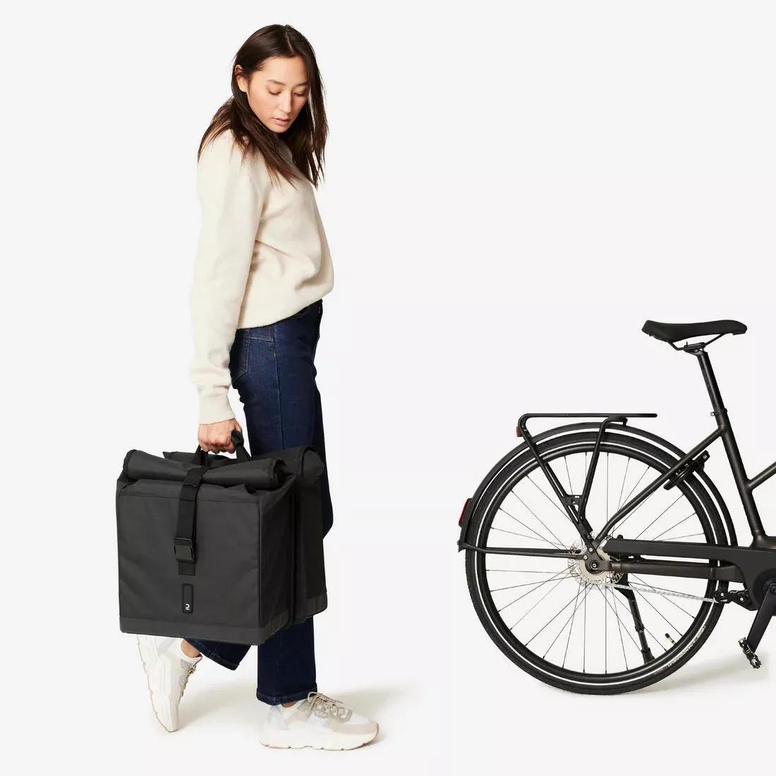 20 L Bike Double Pannier Bag - 500, Black, No Color, large image number 4