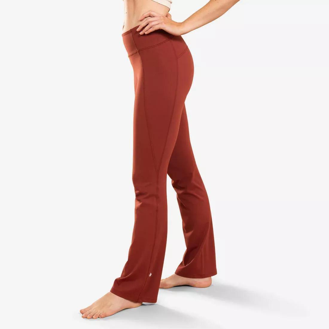 TERRACOTTA BROWN Premium Flared Dynamic Yoga Bottoms - Terracotta, , medium