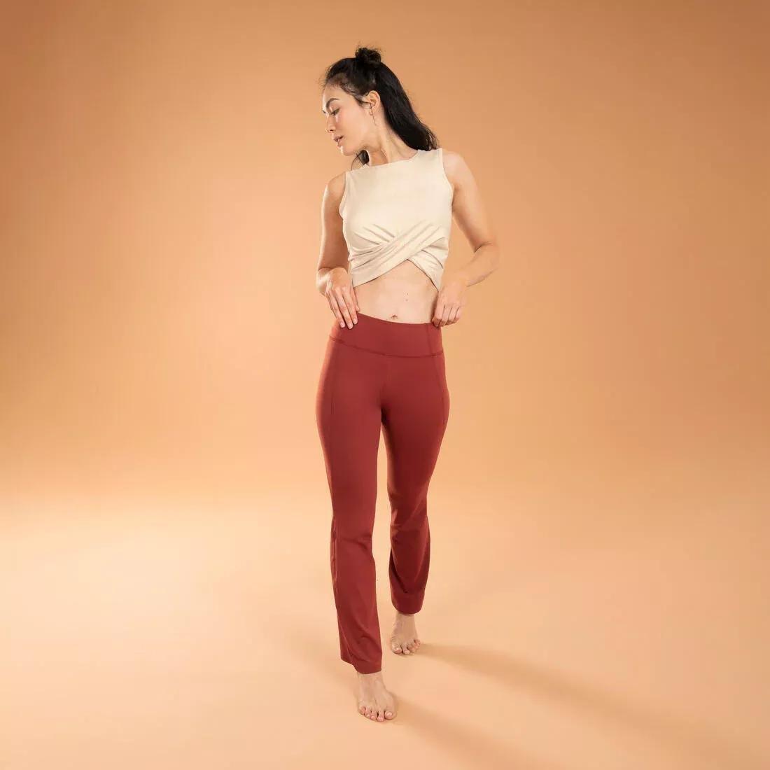 TERRACOTTA BROWN Premium Flared Dynamic Yoga Bottoms - Terracotta, , large image number 1