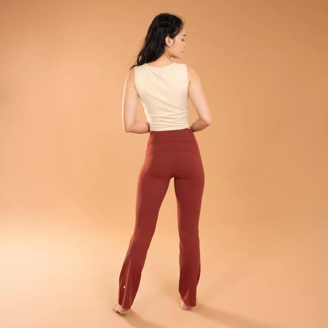 TERRACOTTA BROWN Premium Flared Dynamic Yoga Bottoms - Terracotta, , large image number 3