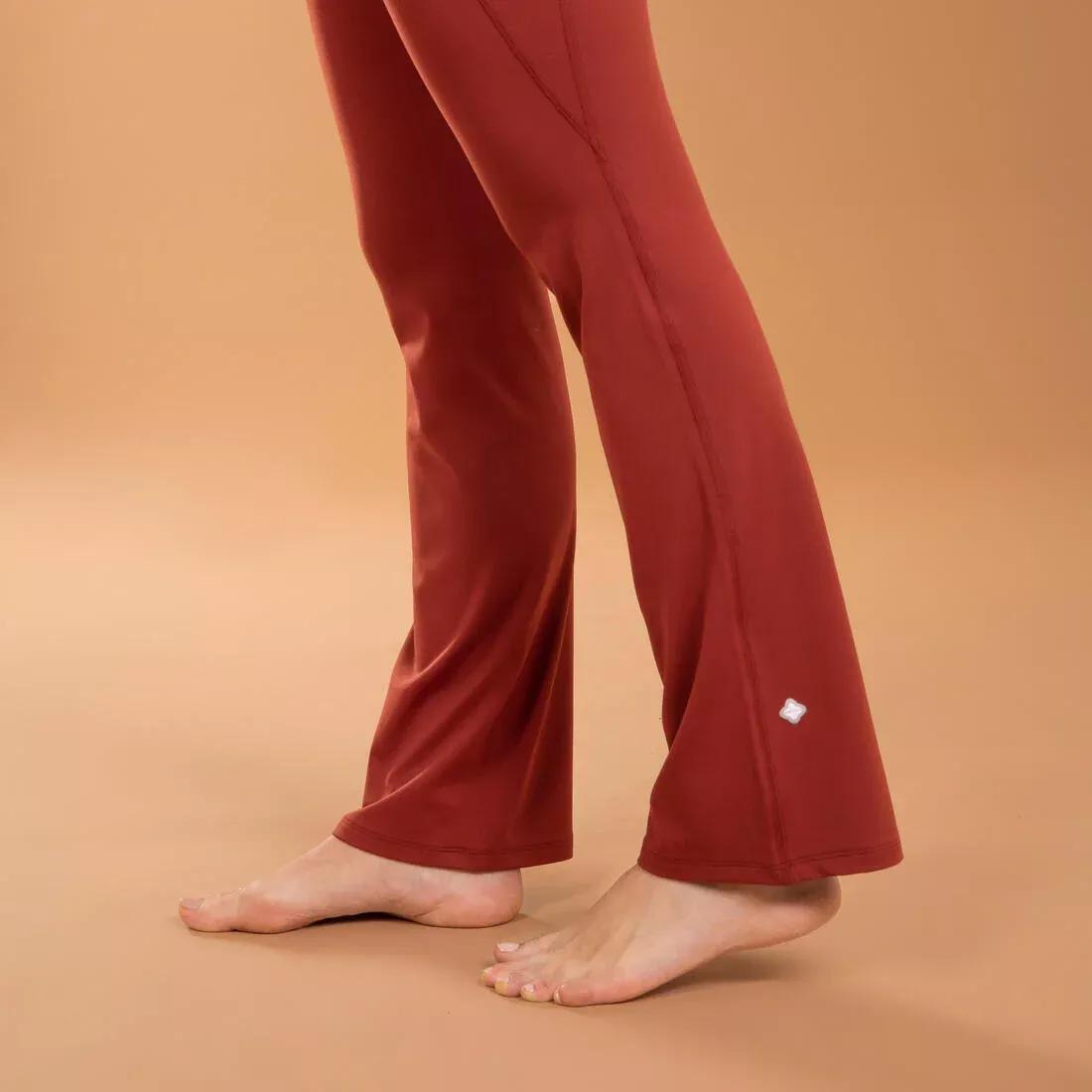 TERRACOTTA BROWN Premium Flared Dynamic Yoga Bottoms - Terracotta, , large image number 4
