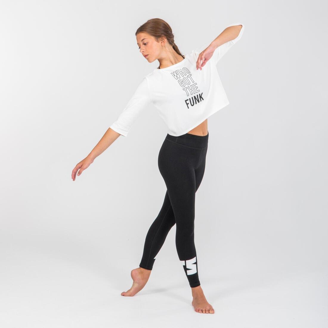 Kids Girls Modern Dance Cropped Printed T-Shirt, White, , large image number 2