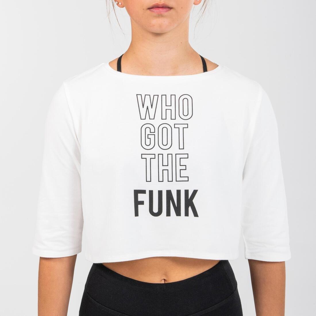 Kids Girls Modern Dance Cropped Printed T-Shirt, White, , large image number 6