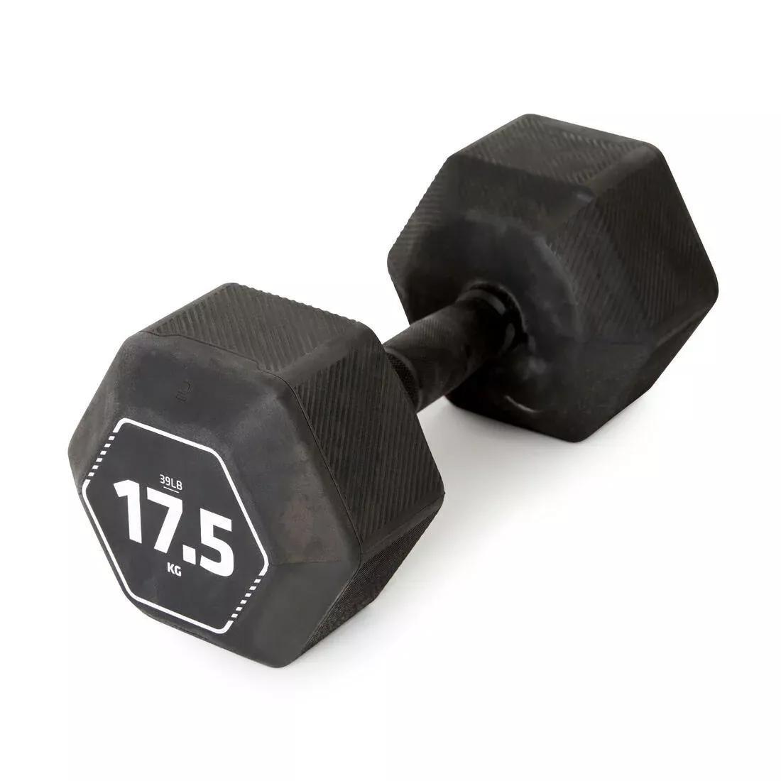 Hexagonal Cross Training Hex Dumbbell 17.5 Kg, Black, No Color, large image number 0