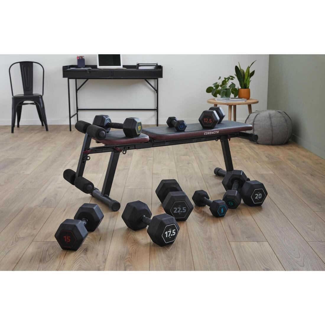 Hexagonal Cross Training Hex Dumbbell 17.5 Kg, Black, No Color, large image number 2