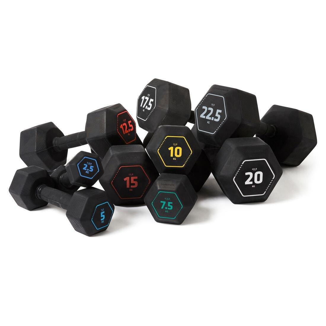 Hexagonal Cross Training Hex Dumbbell 17.5 Kg, Black, No Color, large image number 3
