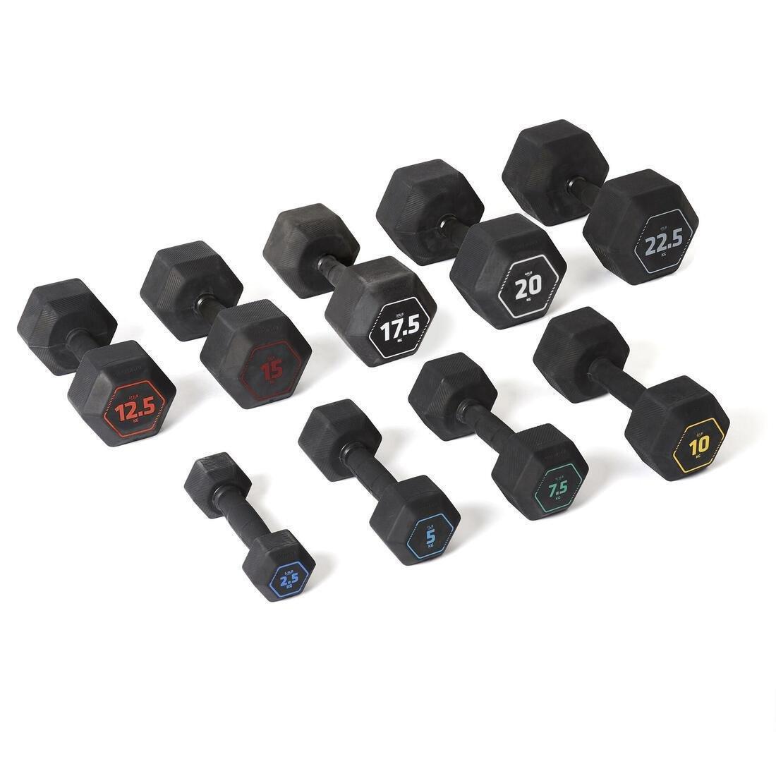 Hexagonal Cross Training Hex Dumbbell 17.5 Kg, Black, No Color, large image number 4