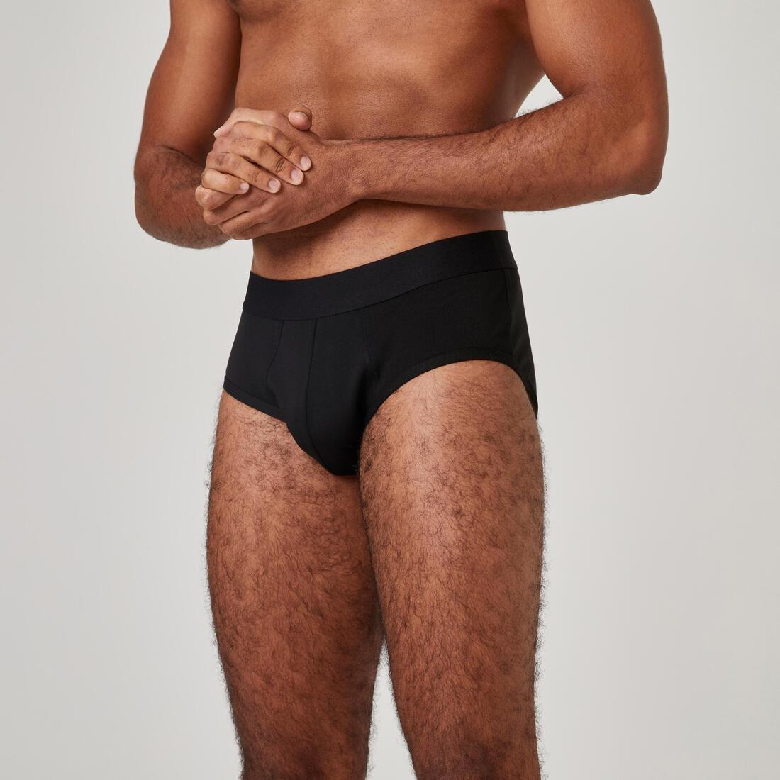 BLACK Men's Cotton-Rich Fitness Briefs 500 (2-pack) - Black/Grey, , large image number 2