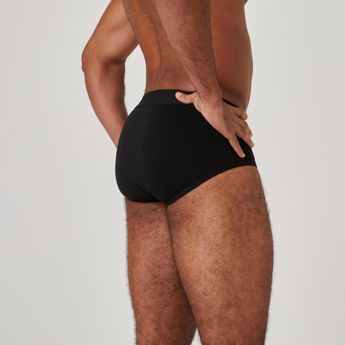 BLACK Men's Cotton-Rich Fitness Briefs 500 (2-pack) - Black/Grey, , large image number 6