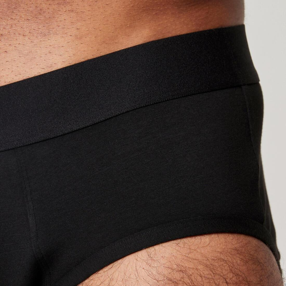 BLACK Men's Cotton-Rich Fitness Briefs 500 (2-pack) - Black/Grey, , large image number 8