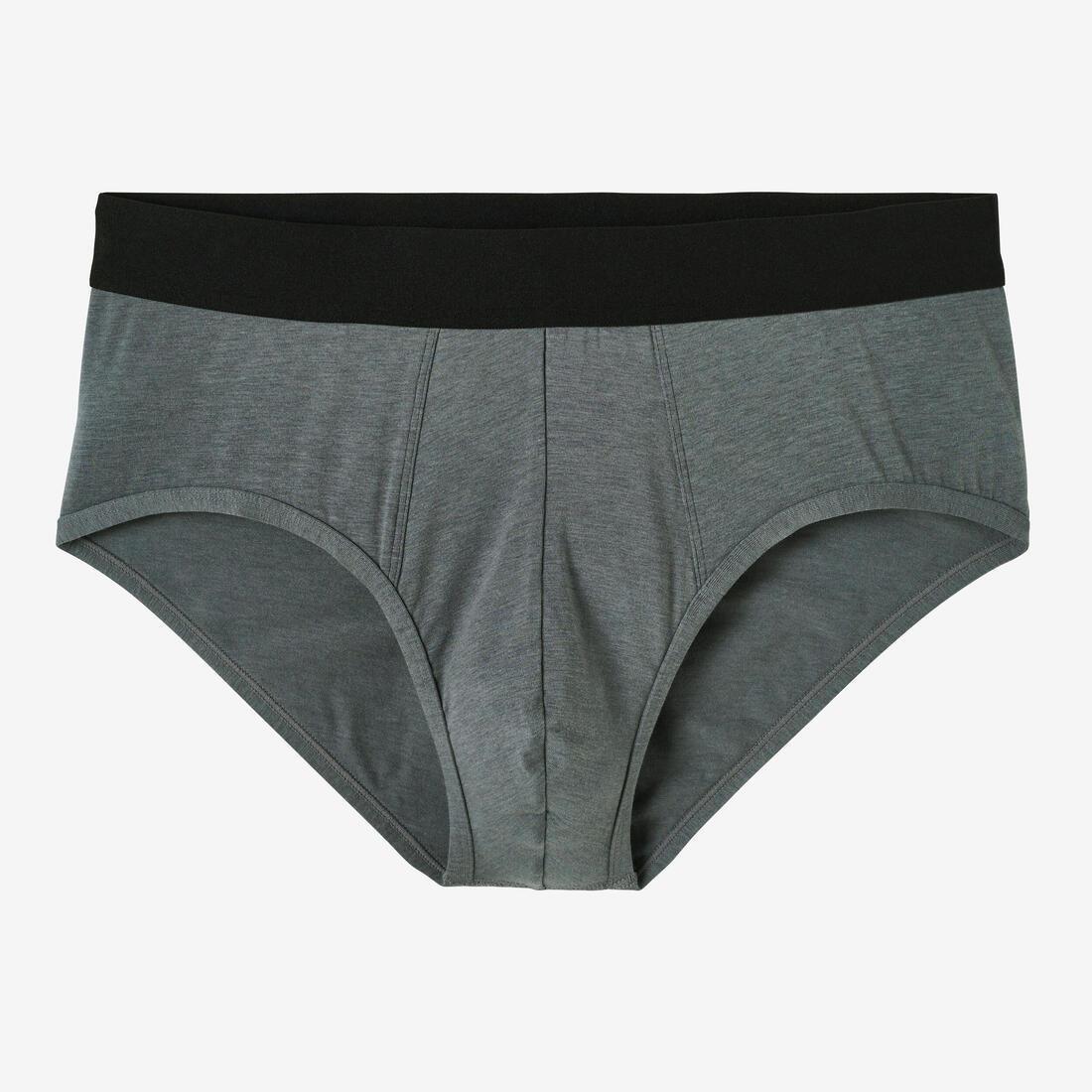 BLACK Men's Cotton-Rich Fitness Briefs 500 (2-pack) - Black/Grey, , large image number 9