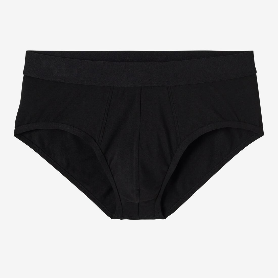 BLACK Men's Cotton-Rich Fitness Briefs 500 (2-pack) - Black/Grey, , large image number 10