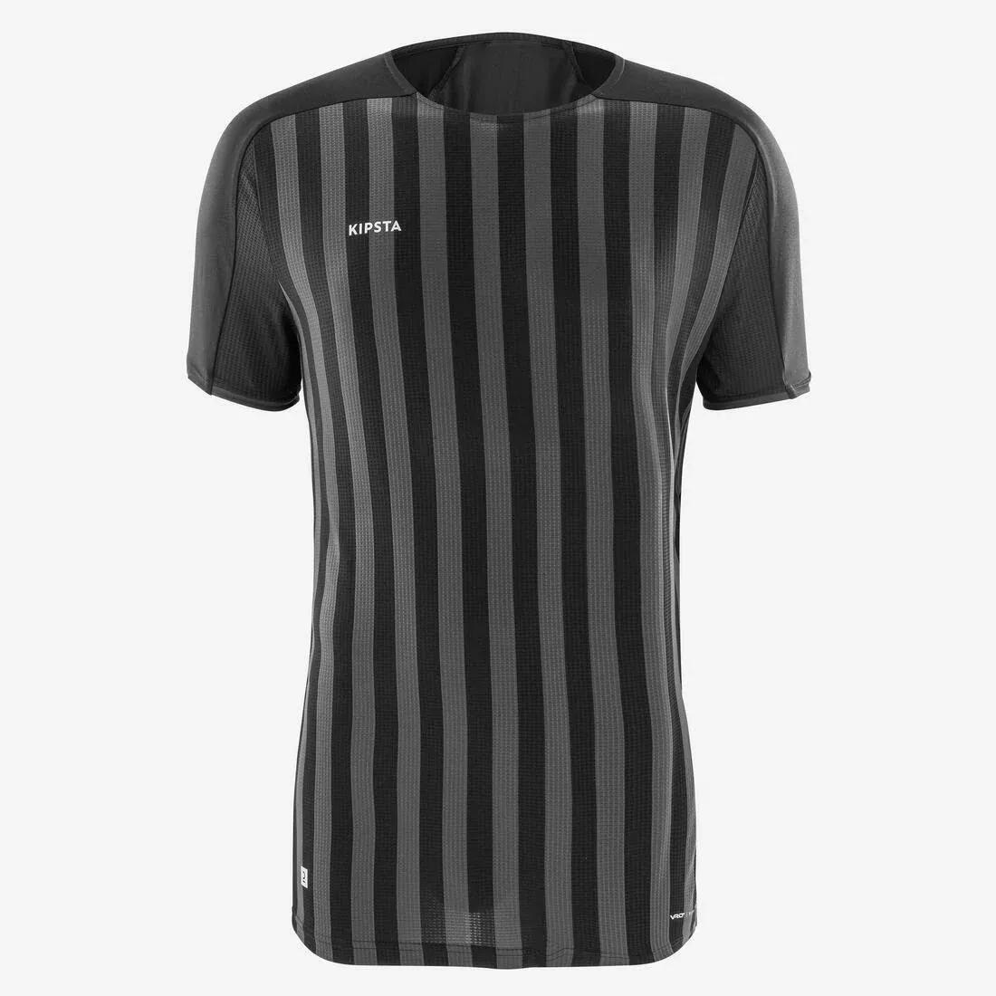 Men Football Jersey Shirt Viralto- - Black with Grey Stripes