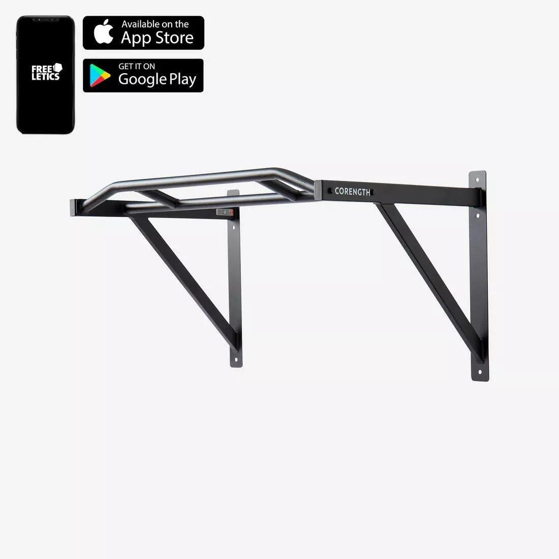 Indoor and Outdoor Wall-Mounted Pull-Up Bar, Black, No Color, medium