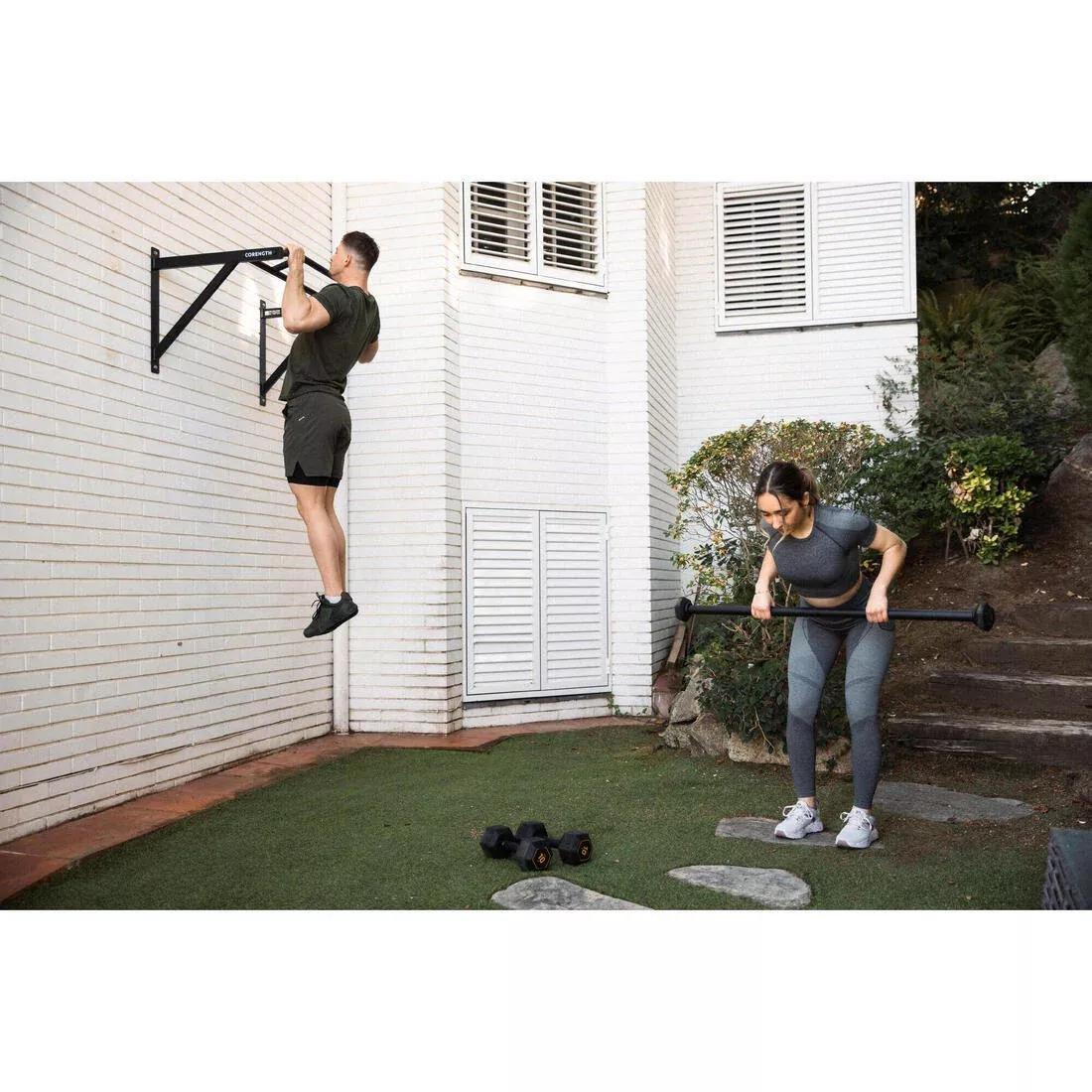 Indoor and Outdoor Wall-Mounted Pull-Up Bar, Black, No Color, large image number 6