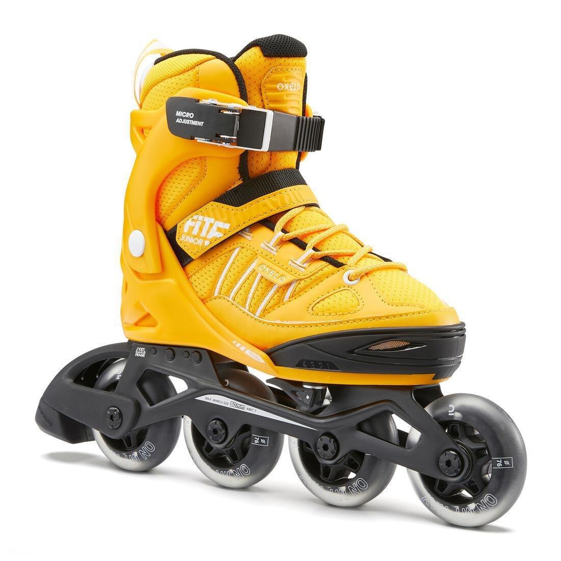 OXELO - Unisex Kids Fit 5 Jr Inline Fitness Skates, Yellow