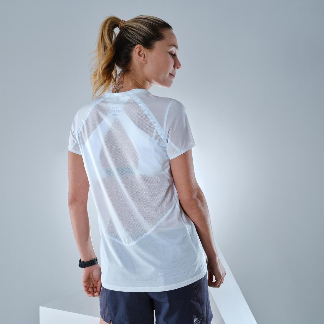 Women Ultra-Light Fast Hiking T-Shirt - Fh 500, Blue, No Color, large image number 3