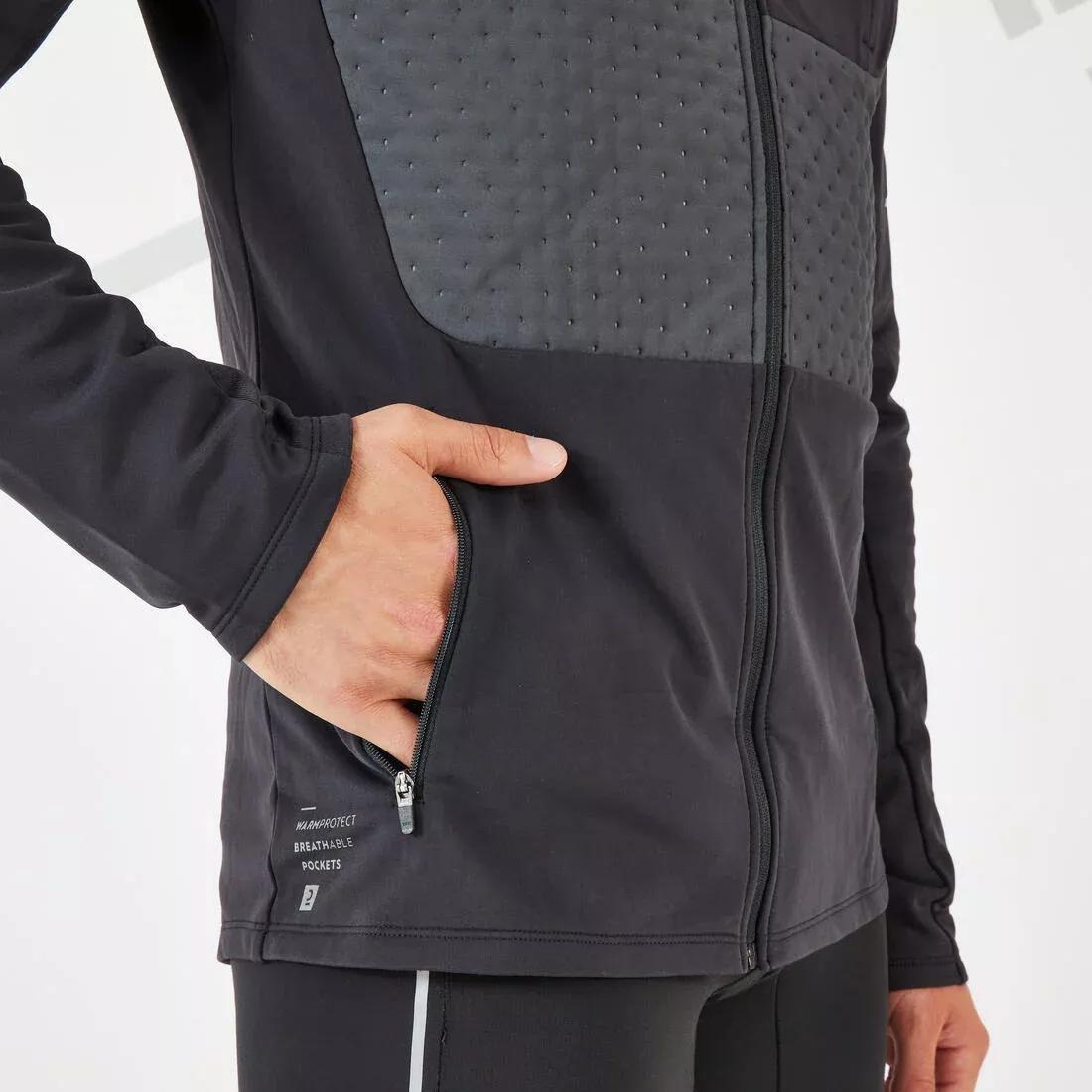 Men Warm Running Jacket - Kiprun Run 900, Black, No Color, large image number 7
