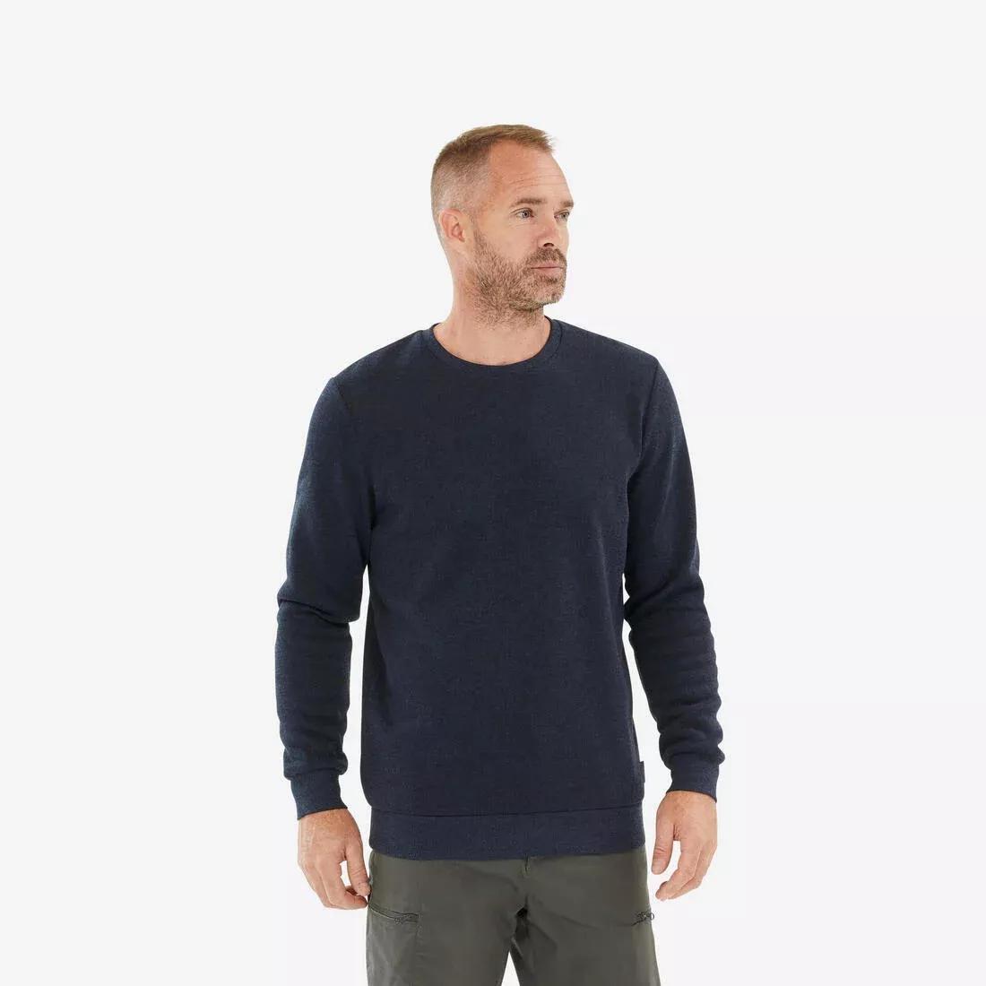 Men's Crew-Neck Hiking Jumper - NH150, dark blue, , large image number 4