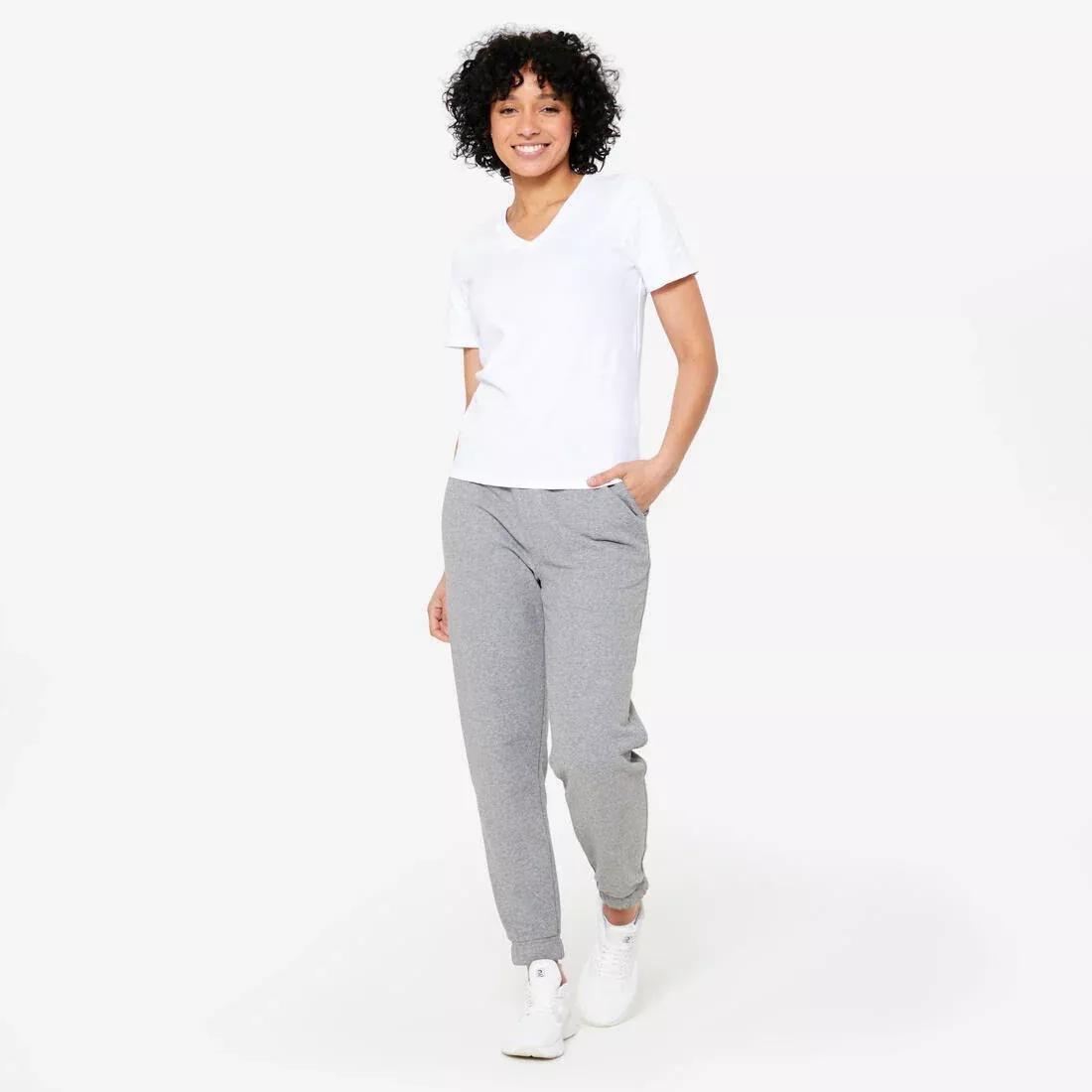 BLACK Women's V-Neck Cotton Fitness T-Shirt, No Color, large image number 10