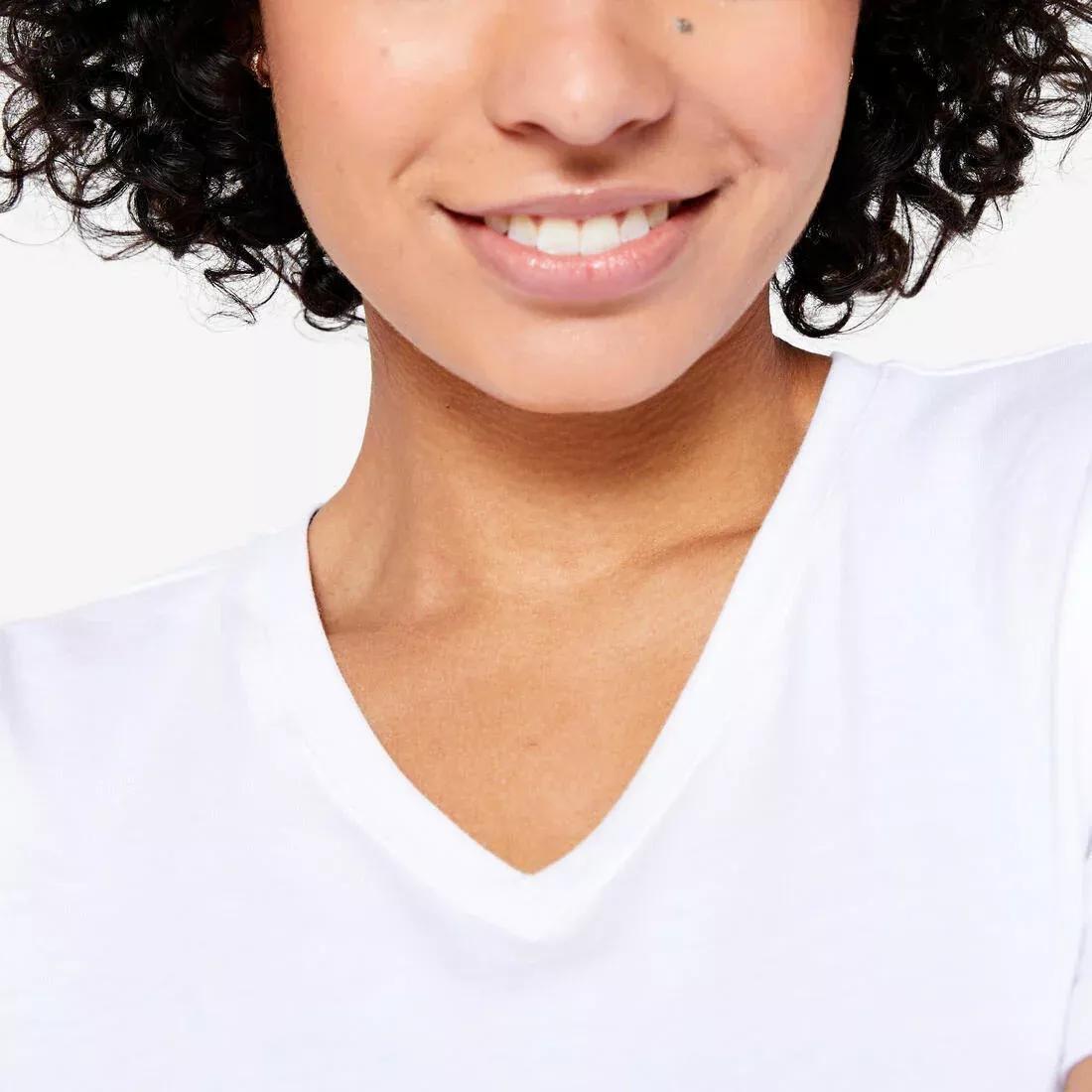 BLACK Women's V-Neck Cotton Fitness T-Shirt, No Color, large image number 11