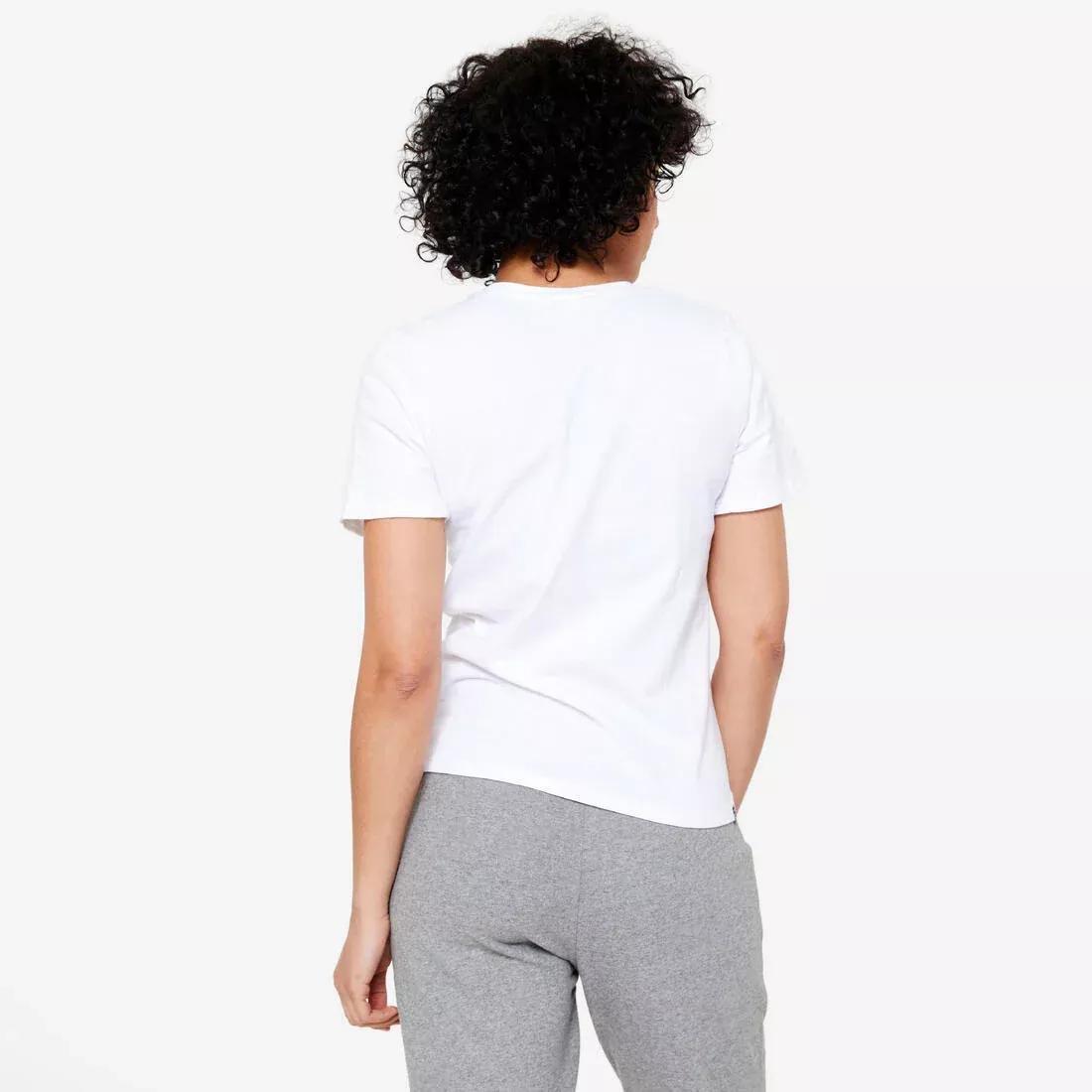 BLACK Women's V-Neck Cotton Fitness T-Shirt, No Color, large image number 12